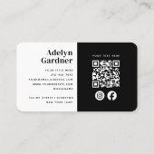 Minimale zwart-wit monogram QR-code Sociale media Visitekaartje (Achterkant)