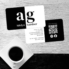 Minimale zwart-wit monogram QR-code Sociale media Visitekaartje
