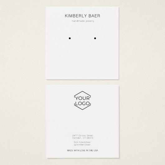 Minimale zwart-wit oorbel display Kaarten Vierkante Visitekaartjes (Voorkant /achterkant)