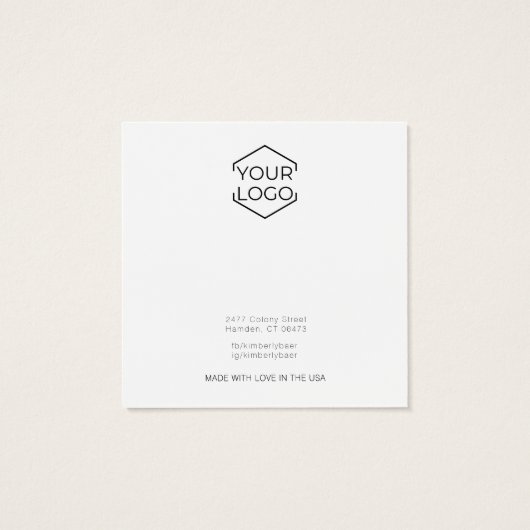 Minimale zwart-wit oorbel display Kaarten Vierkante Visitekaartjes (Achterkant)