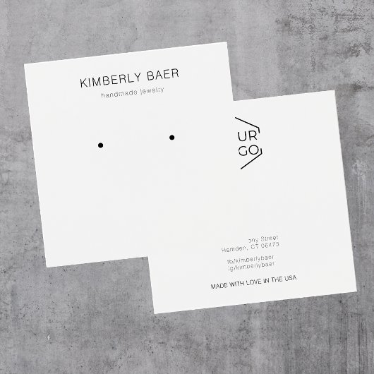 Minimale zwart-wit oorbel display Kaarten Vierkante Visitekaartjes