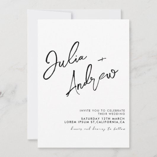 Minimale zwart-wit QR Code Foto Bruiloft Kaart (Voorkant)