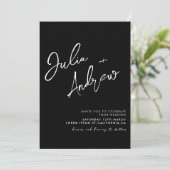 Minimale zwart-wit QR Code Foto Bruiloft Kaart (Staand voorkant)