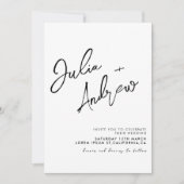 Minimale zwart-wit QR Code Foto Bruiloft Kaart (Voorkant)