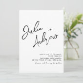 Minimale zwart-wit QR Code Foto Bruiloft Kaart (Staand voorkant)