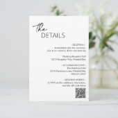 Minimale zwart-wit QR-code Moderne bruiloft Informatiekaartje (Staand voorkant)