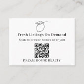 Minimale Zwart-Wit QR Code Zomer Vastgoed Visitekaartje (Voorkant)