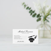 Minimale zwart-wit recept persoonlijke chef-kok visitekaartje (Staand voorkant)