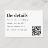 Minimale Zwart Wit Retro Aangepaste Bruiloft QR Co Informatiekaartje (Voorkant)
