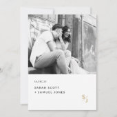 Minimale zwart-wit romantische foto bruiloft kaart (Voorkant)