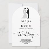 Minimale zwart-wit romantische moderne bruiloft kaart (Voorkant)