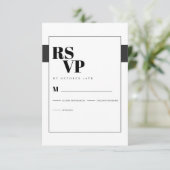 Minimale zwart-wit RSVP Kaartje (Staand voorkant)