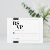 Minimale zwart-wit RSVP Kaartje (Staand voorkant)