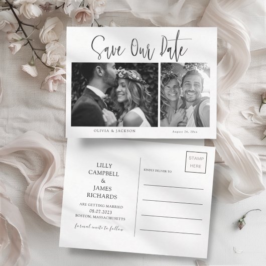Minimale Zwart & Wit Save the Date Aankondigingskaart
