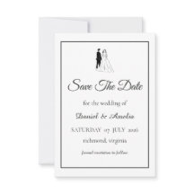 Minimale Zwart-Wit Save The Date Kaart