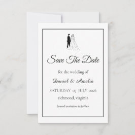 Minimale Zwart-Wit Save The Date Kaart