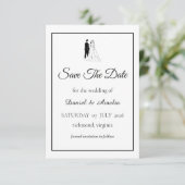 Minimale Zwart-Wit Save The Date Kaart (Staand voorkant)