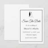 Minimale Zwart-Wit Save The Date Kaart (Voorkant / Achterkant)