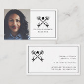 Minimale zwart-wit sleutel onroerend goed visitekaartje (Voorkant / Achterkant)