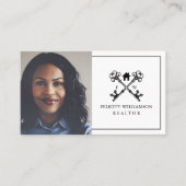 Minimale zwart-wit  sleutel onroerend goed visitekaartje (Voorkant)