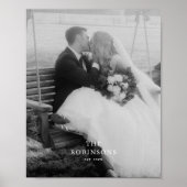 Minimale zwart-wit trouwfoto en familienaam poster (Voorkant)