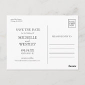 Minimale zwart-wit trouwfoto Opslaan van de datum Briefkaart (Achterkant)
