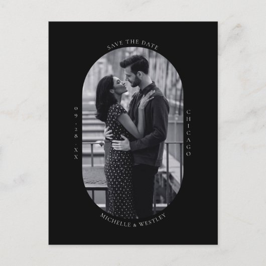 Minimale zwart-wit trouwfoto Opslaan van de datum Briefkaart (Voorkant)