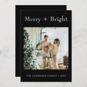 Minimale zwart-wit typemachine kerstfoto feestdagenkaart (Voorkant / Achterkant)