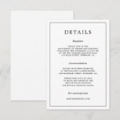 Minimale zwart-wit typografie bruiloft details informatiekaartje (Voorkant / Achterkant)