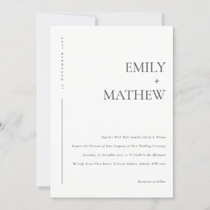 Minimale zwart-wit typografie trouwkaart bedankkaart