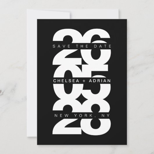 Minimale Zwart Wit Vetgedrukte Typografie Wedding Save The Date (Voorkant)