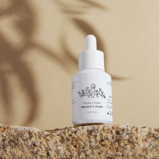 Minimale zwart-wit Wildflowers Product Label