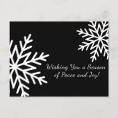 Minimale zwart-wit Winter Snowflake Business Feestdagenkaart (Voorkant)