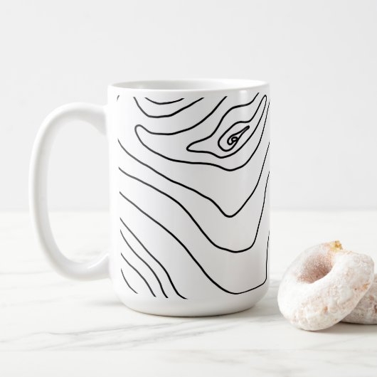 Minimale zwart-witlijnkunst Modern design Koffiemok (Met donut)