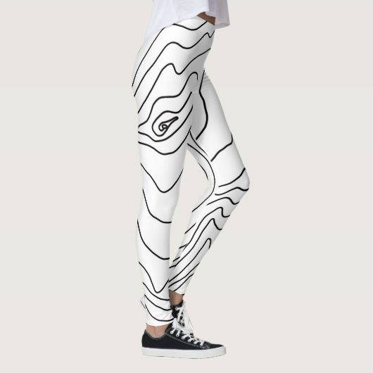 Minimale zwart-witlijnkunst Modern design Leggings (Rechts)