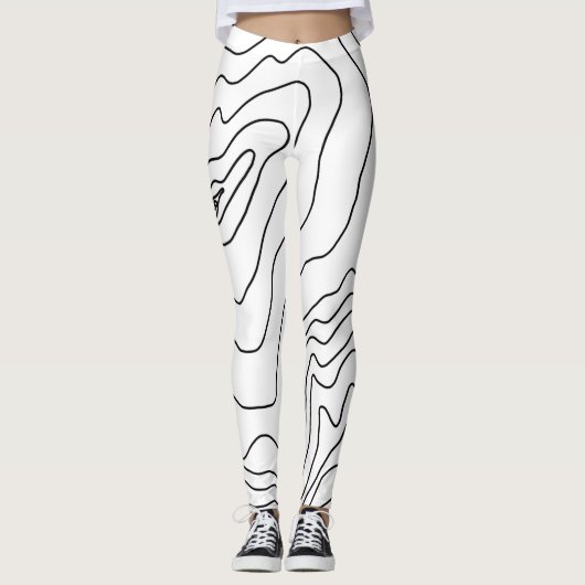 Minimale zwart-witlijnkunst Modern design Leggings (Voorkant)