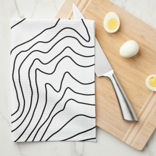 Minimale zwart-witlijnkunst Modern design Theedoek (Quarter Fold)