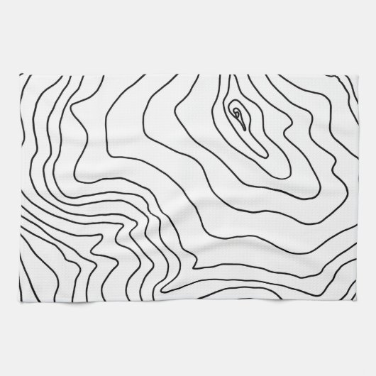 Minimale zwart-witlijnkunst Modern design Theedoek (Horizontaal)