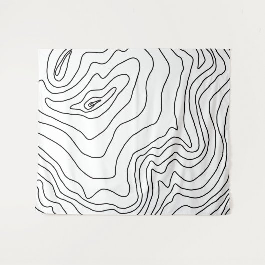 Minimale zwart-witlijnkunst Modern design Wandkleed (Voorkant (horizontaal))