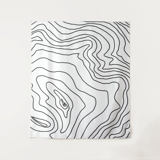 Minimale zwart-witlijnkunst Modern design Wandkleed (Voorkant)