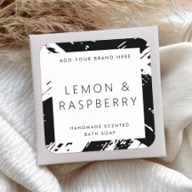 Minimale zwart-witte bushstrokes productlabel