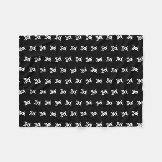 Minimale zwart-witte doggy schedel en kruisbeender fleece deken (Voorkant (Horizontaal))