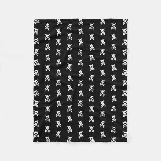 Minimale zwart-witte doggy schedel en kruisbeender fleece deken (Voorkant)