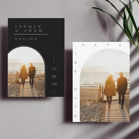 Minimale Zwart Witte Foto Bruiloft Save The Date