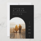 Minimale Zwart Witte Foto Bruiloft Save The Date (Voorkant)