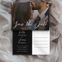 Minimale Zwart&Witte Foto Save the Date Huwelijk 