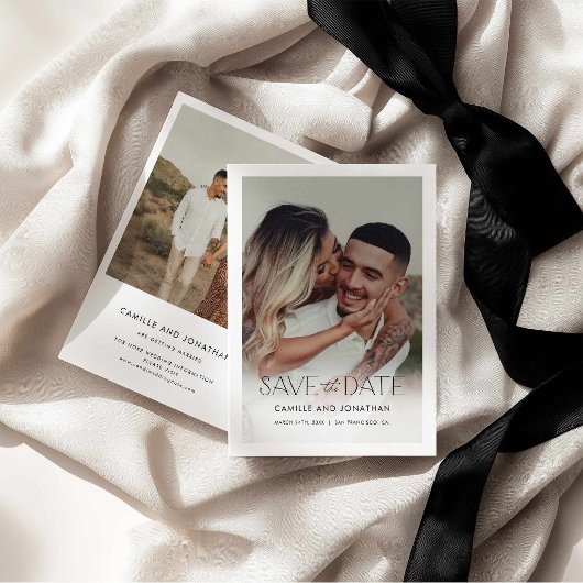 Minimale Zwart Witte Foto Trouw Save the Date