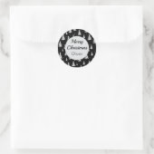 Minimale zwart-witte kerstboom ronde sticker (Tas)