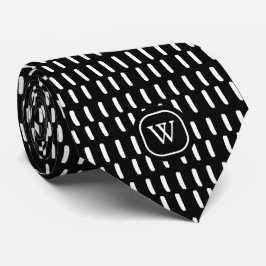 Minimale Zwart Witte Kwaststreken Monogram Initiaa Stropdas