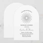 Minimale zwart witte Sunburst Lines Trouwdouche Kaart (Voorkant / Achterkant)